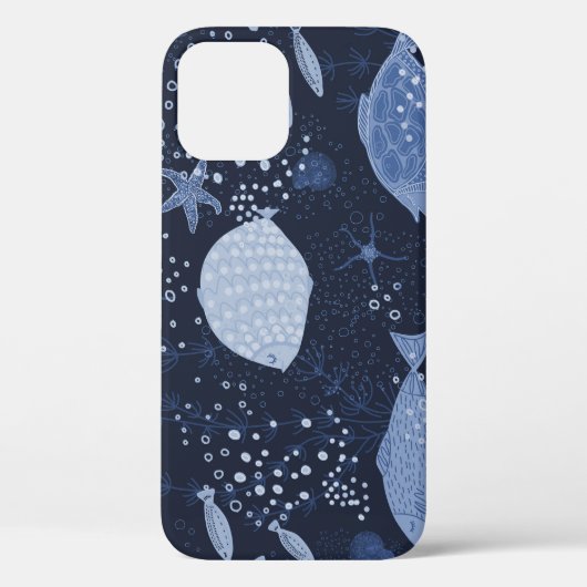 モノクロ睡眠魚、暗いパターン。 Case-Mate iPhoneケース (裏面)