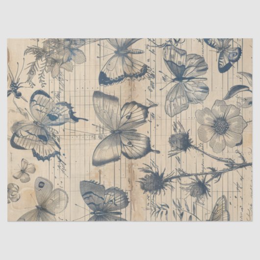 モノクロ紙蝶バラ 薄葉紙 (正面)