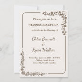 モノクロ素朴フローラ結婚披露宴 招待状 (正面)