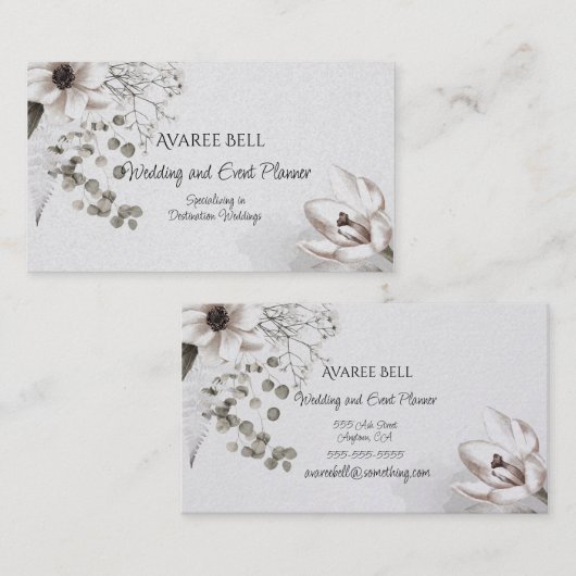 モノクロ結婚フローラとイベントプランナー 名刺 (正面/裏面)