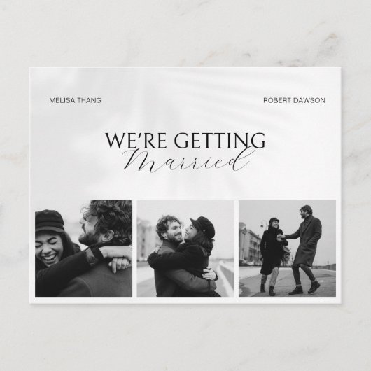 モノクロ結婚ミニマル写真 ポストカード (正面)