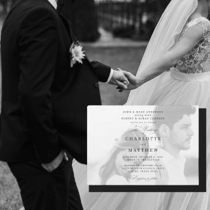 モノクロ結婚式の両親の写真 招待状