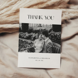 モノクロ結婚式の写真 サンキューカード