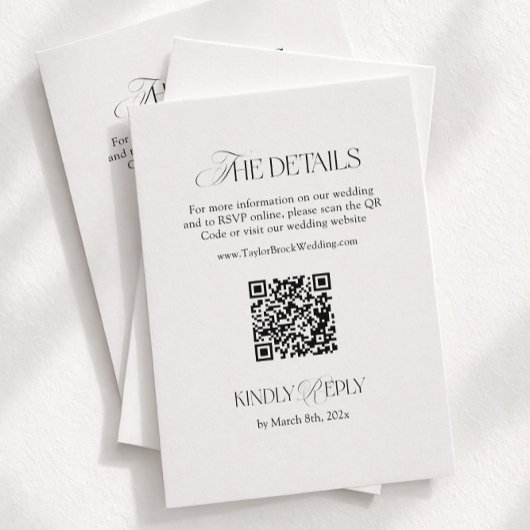 モノクロ結婚式の詳細QRコード エンクロージャーカード