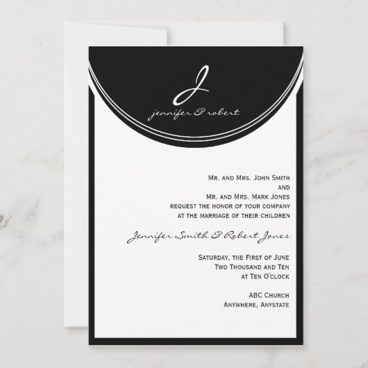 モノクロ結婚式招待状 招待状 (正面)