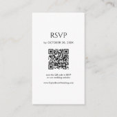 モノクロ結婚式RSVPQRコード エンクロージャーカード (正面)