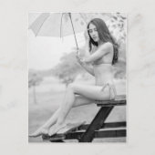 モノクロ美しいビキニの女の子の写真のポストカード ポストカード (正面)