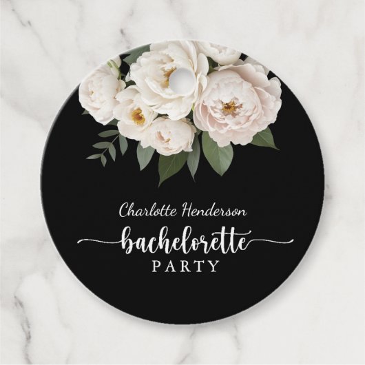モノクロ花のバチェロレッテパーティー フェイバータグ (正面)