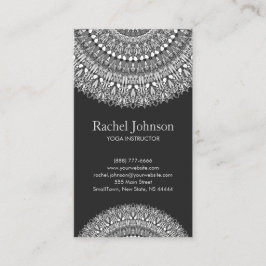 モノクロ花の曼荼羅のオーナメント 名刺