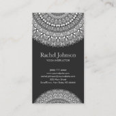 モノクロ花の曼荼羅のオーナメント 名刺 (正面)