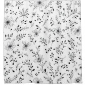 モノクロ花シャワーカーテン シャワーカーテン (正面)