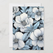 モノクロ花柄の結婚式 招待状 (裏面)