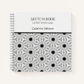 モノクロ花柄ノート ノートブック (正面)