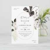 モノクロ花柄結婚式3 招待状 (スタンド正面)