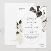 モノクロ花柄結婚式3 招待状 (正面/裏面)