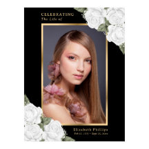 モノクロ花模様写真追悼葬儀看板