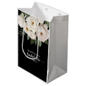 モノクロ花飾り独身最後のパーティー ミディアムペーパーバッグ (正面アングル)