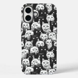モノクロ芸術的ネコ iPhone 16 PLUSケース