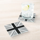 モノクロ英国旗かジャックのデザイン ガラスコースター (アングル)