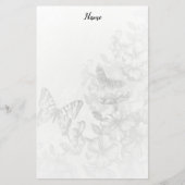 モノクロ蝶の文房具 便箋 (正面)