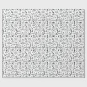 モノクロ誕生日パターン包装紙シート ラッピングペーパー (フラット)