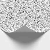 モノクロ誕生日パターン包装紙シート ラッピングペーパー (角)