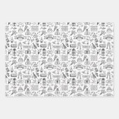 モノクロ誕生日パターン ラッピングペーパーシート (正面3)