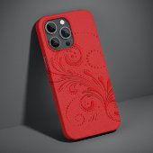 モノクロ赤い渦巻きモノグラム iPhoneケース