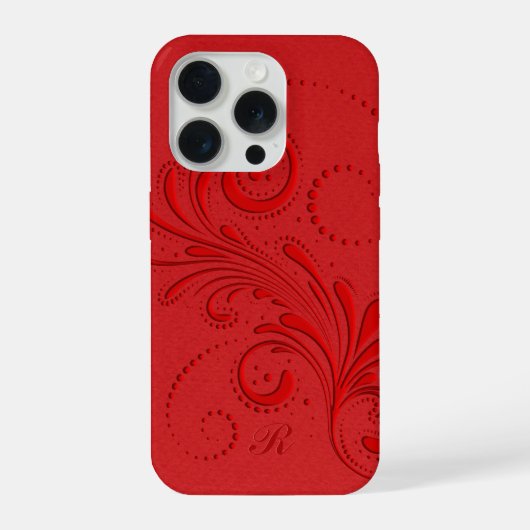 モノクロ赤い渦巻きモノグラム iPhoneケース (裏面)