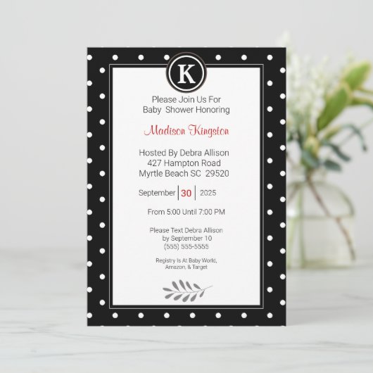 モノクロ赤ちゃんシャワー 招待状 (スタンド正面)