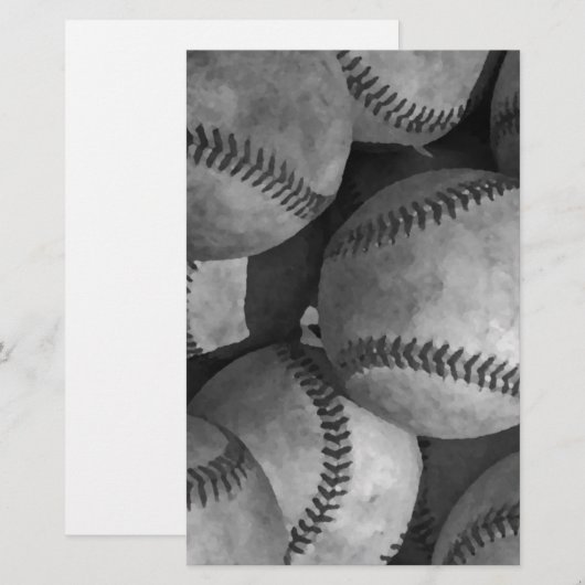 モノクロ野球 便箋 (正面/裏面)