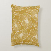 モノクロ金ゴールドフローラ:抽象芸術シームレス アクセントクッション (裏面(縦))