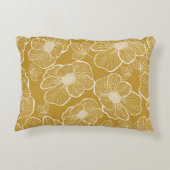 モノクロ金ゴールドフローラ:抽象芸術シームレス アクセントクッション (裏面)
