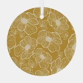モノクロ金ゴールドフローラ:抽象芸術シームレス ガラスオーナメント (裏面)