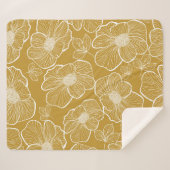 モノクロ金ゴールドフローラ:抽象芸術シームレス シェルパブランケット (正面(横))