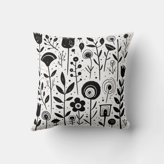 モノクロ開花 クッション (裏面)