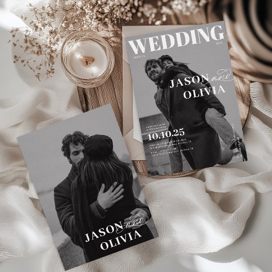 モノクロ雑誌表紙リハーサルディナー 招待状