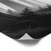 モノクロ静謐な森の散歩 ポスター (角)