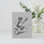 モノクロ魔法使いのワタリガラスの三日月の月 ポストカード (スタンド正面)