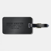 モノクロ黒塗りアルミニウムテクスチャプリント ラゲッジタグ (裏面横)