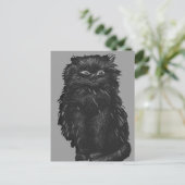 モノクロ黒猫 ポストカード (スタンド正面)