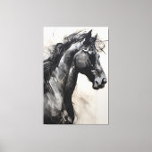 モノクロ黒馬 | Large Wall 絵画 Art's キャンバスプリント (正面)