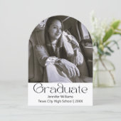 モノクロ2ショット写真 卒業パーティー アーチ 招待状 (スタンド正面)