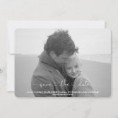モノクロ2枚写真のシンプルな結婚式の保存日通知 シーズンカード (正面)