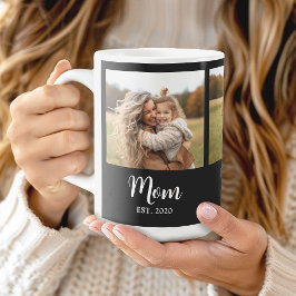 モノクロ3枚の写真とMom Established Script コーヒーマグカップ