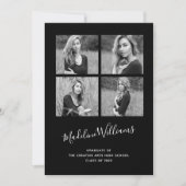 モノクロ4枚の写真卒業のお知らせ 案内状 (正面)