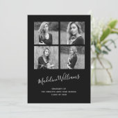 モノクロ4枚の写真卒業のお知らせ 案内状 (スタンド正面)