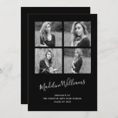 モノクロ4枚の写真卒業のお知らせ 案内状 (正面/裏面)