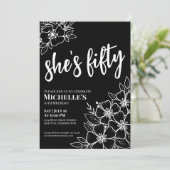 モノクロ50歳の誕生日パーティー 招待状 (スタンド正面)