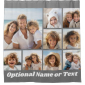 モノクロ9フォトコラージュとモノグラム シャワーカーテン (正面)